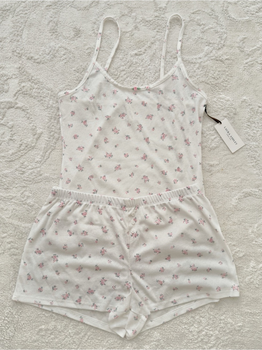 Laura Ashley White Floral Cami & Shorts Pajama Set